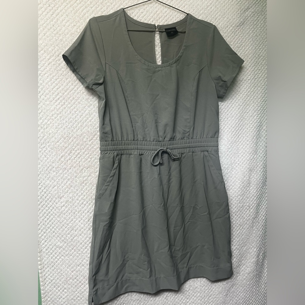 32 Degrees Light Gray Mini Dress Adjustable Tie Waist Casual Scoop Neck Medium - Picture 2 of 8